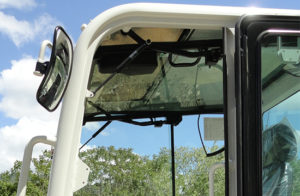 Top glass and shade inside of the cab of the TB250-2