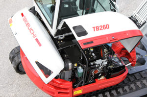 Service Hood Open on TB260 Hydraulic Excavator